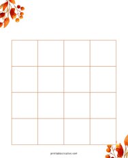 4x4 Blank Orange Leaves Bingo