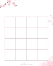 4x4 Blank Pink Flowers Bingo