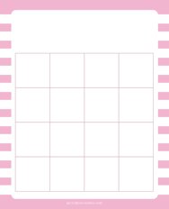 4x4 Blank Pink White Lines Bingo