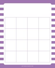 4x4 Blank Purple Lines Bingo