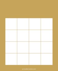 4x4 Blank Solid Orange Bingo