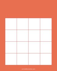 4x4 Blank Solid Red Bingo