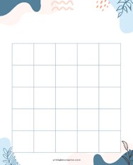 5x5 Blank Blue Abstract Bingo