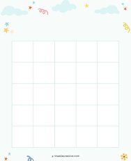 5x5 Blank Blue Clouds Bingo