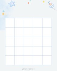 5x5 Blank Blue Stars Bingo