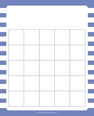 5x5 Blank Blue White Lines Bingo