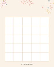 5x5 Blank Celebrations Bingo