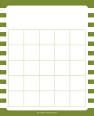5x5 Blank Green White Lines Bingo