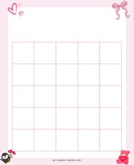 5x5 Blank Lovely Hearts Bingo