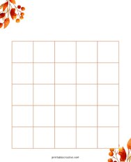 5x5 Blank Orange Leaves Bingo