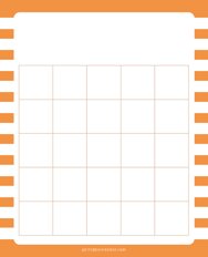 5x5 Blank Orange White Lines Bingo