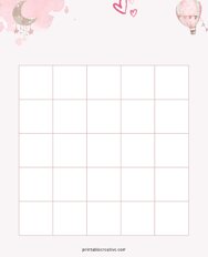5x5 Blank Pink Air Balloon Bingo