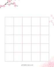 5x5 Blank Pink Flowers Bingo