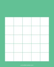 5x5 Blank Solid Green Bingo