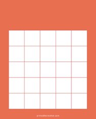 5x5 Blank Solid Red Bingo
