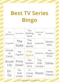 Best TV Series Bingo