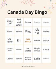 Canada Day Bingo