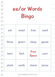 ee/or Words |Bingo