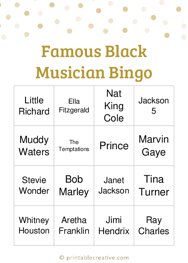 Famous Black Musician Bingo