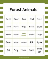 Forest Animals Bingo