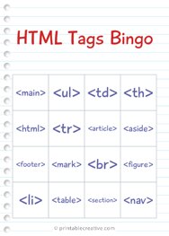 HTML Tags Bingo