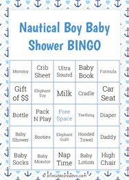 Nautical Boy Baby Shower BINGO