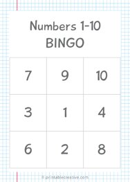 Numbers 1-10 BINGO