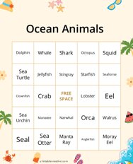 Ocean Animals Bingo