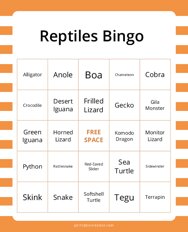 Reptiles Bingo