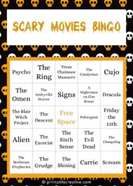 Scary Movies Bingo
