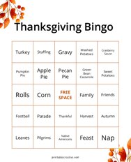 Thanksgiving Bingo