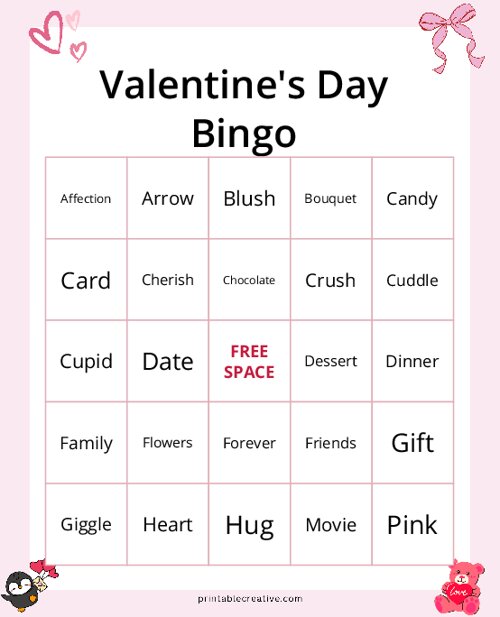Valentines Day Bingo