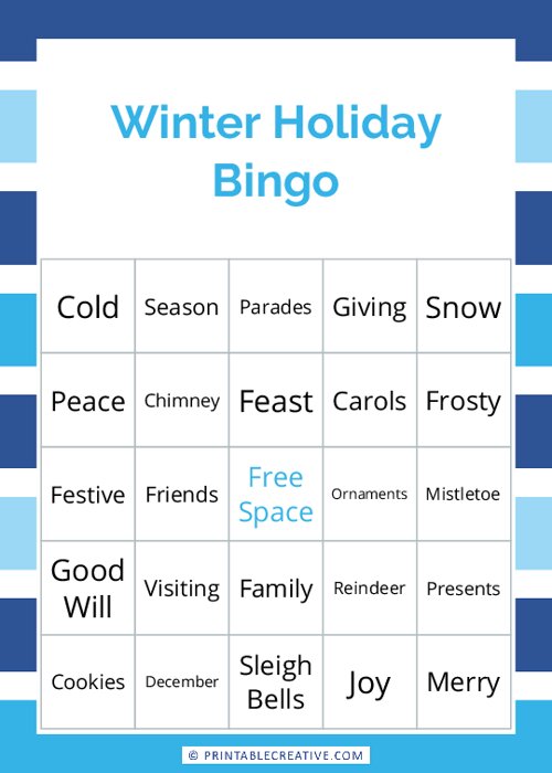 Winter Holiday Bingo