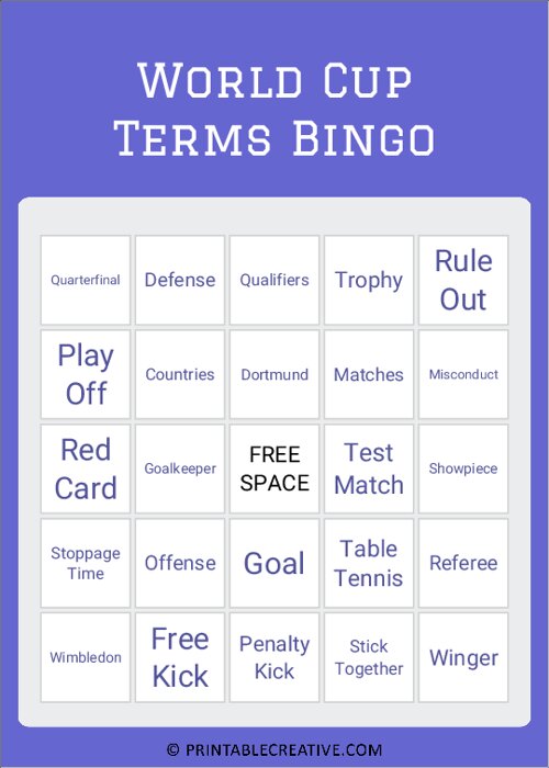 World Cup Terms Bingo