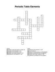 Periodic Table Elements Crossword Puzzle