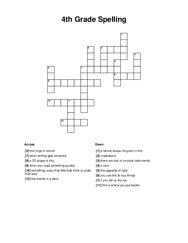 4th Grade Spelling Crossword Puzzle