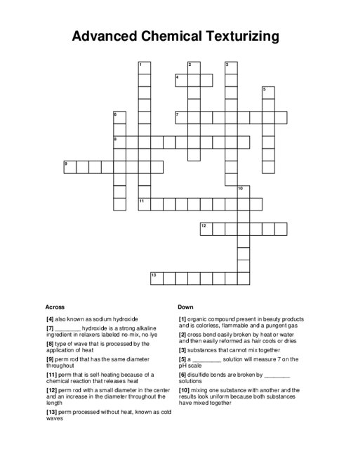 Advanced Chemical Texturizing Crossword Puzzle