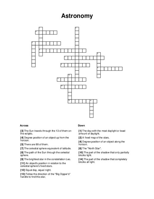 Astronomy Crossword Puzzle