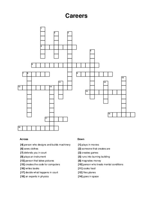 Careers Crossword Puzzle