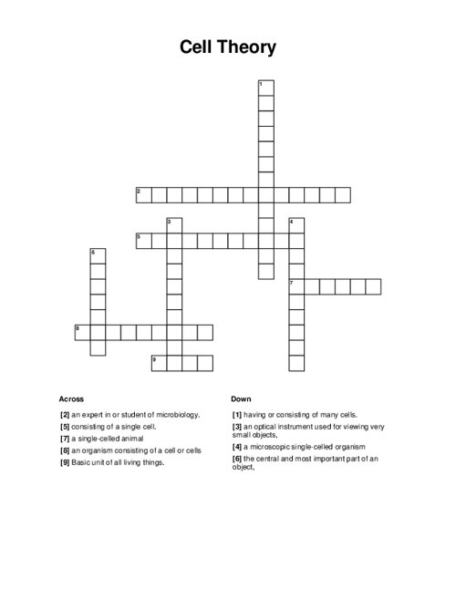 Cell Theory Crossword Puzzle
