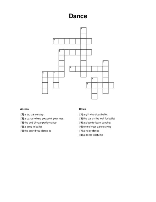 Dance Crossword Puzzle