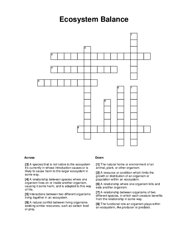 Ecosystem Balance Crossword Puzzle
