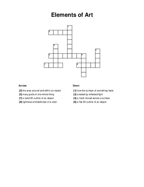 Elements of Art Crossword Puzzle