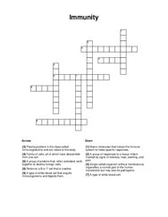 Immunity Crossword Puzzle