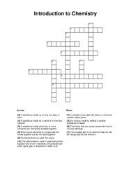 Introduction to Chemistry Crossword Puzzle