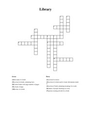 Library Crossword Puzzle