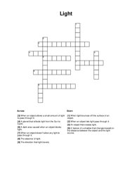 Light Crossword Puzzle