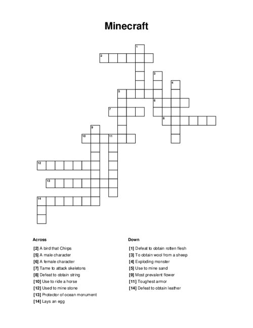 Minecraft Crossword
