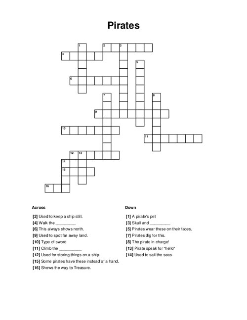 Pirates Crossword Puzzle
