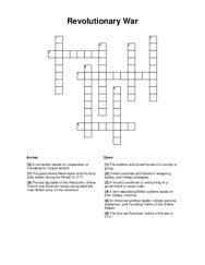 Revolutionary War Crossword Puzzle